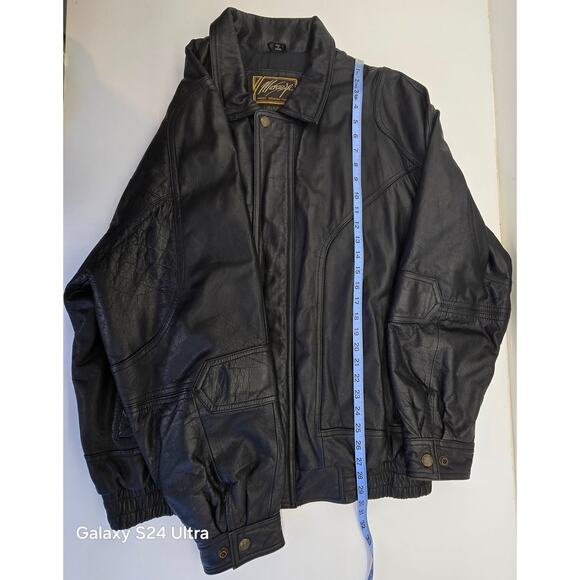 Marco Serafino Insulated Bomber Jacket Black Soft Leather Zippered Coat Men's 1X - Picture 6 of 8